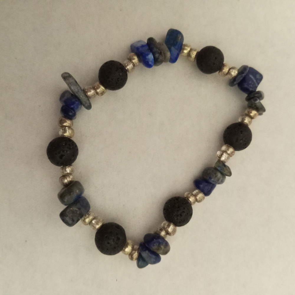 Lapis lazuli lava rock essential oil aroma therapy diffuser beaded bracelet